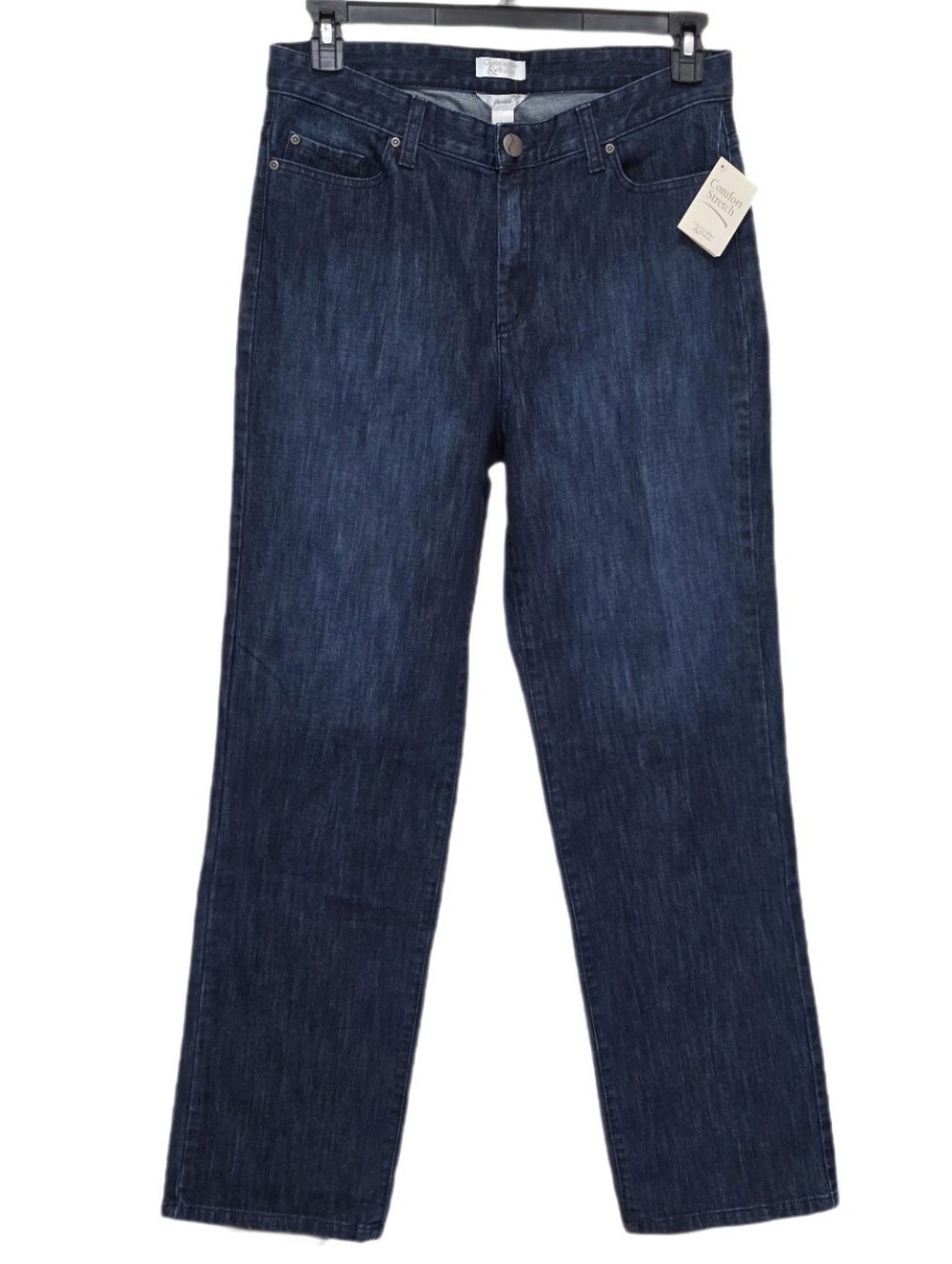 Christopher & Banks High Rise Straight Leg Jeans With Studded Pockets Indigo 10